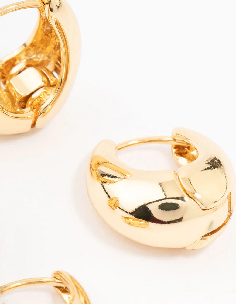 Gold Plated Small & Medium Oval Huggie Earrings