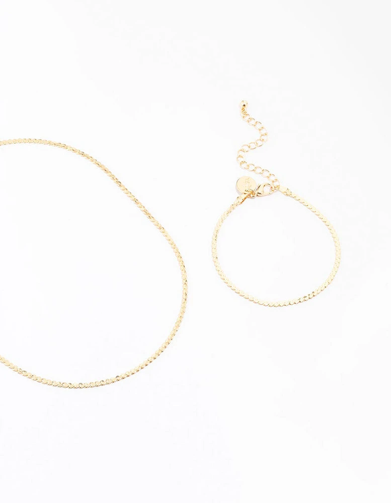 Gold Plated Bracelet & Necklace Set