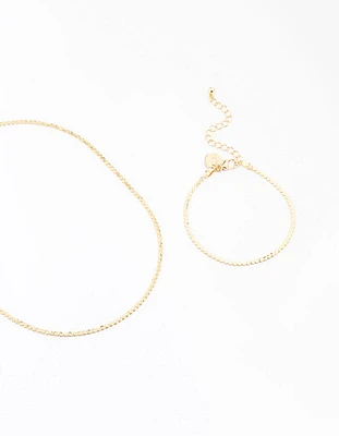 Gold Plated Bracelet & Necklace Set