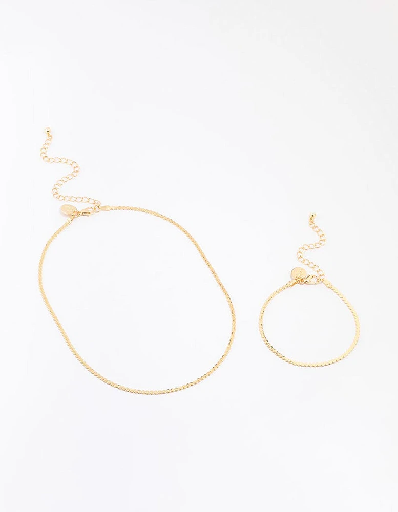 Gold Plated Bracelet & Necklace Set