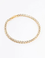 Gold Plated Round Diamante Tennis Bracelet