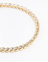 Gold Plated Round Diamante Tennis Bracelet