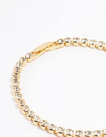 Gold Plated Round Diamante Tennis Bracelet