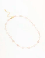 Gold Plated Alternating Semi Precious & Pearl Necklace