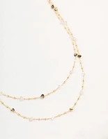 Gold Plated Station Semi Precious Shards And Ball Necklace