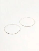 Silver Plated Alternating Mini Cubic Zirconia & Pearl Bracelets 2-Pack