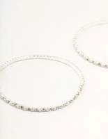 Silver Plated Alternating Mini Cubic Zirconia & Pearl Bracelets 2-Pack