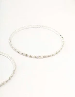 Silver Plated Alternating Mini Cubic Zirconia & Pearl Bracelets 2-Pack