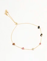 Gold Plated Semi Precious Station Toggle Bracelet