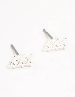 Silver 444 Stud Earrings