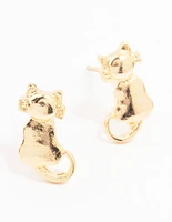 Gold Cat Stud Earrings