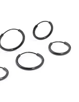 Black Mixed Fine Hoop Earrings 4-Pack