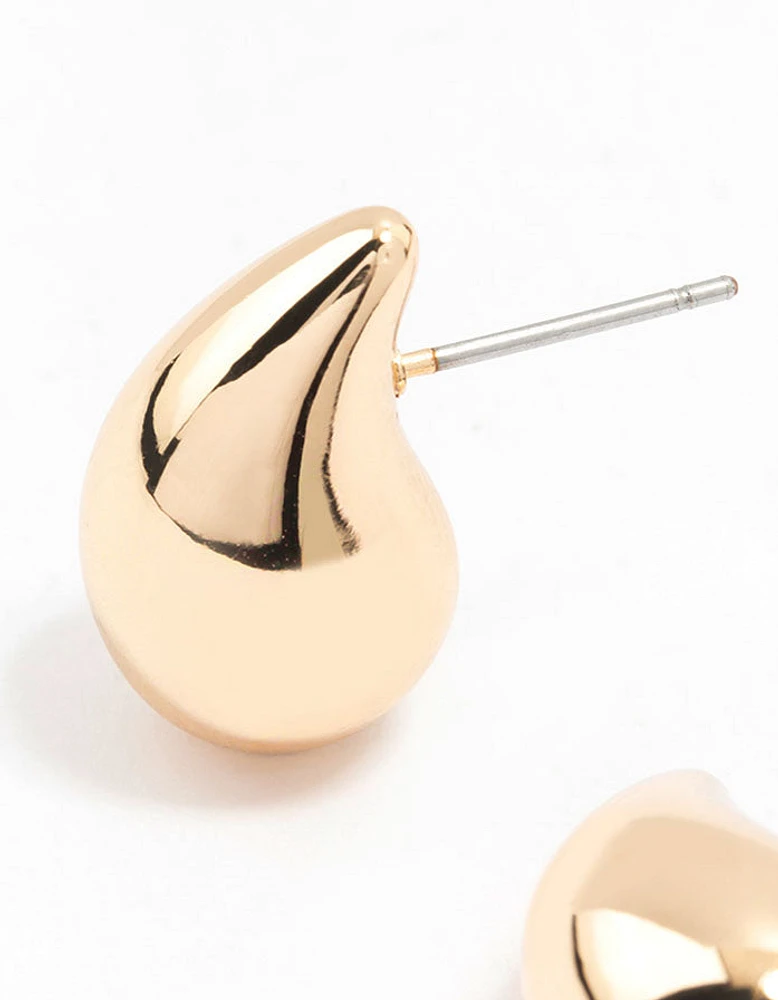 Gold Tiny Teardrop Stud Earrings