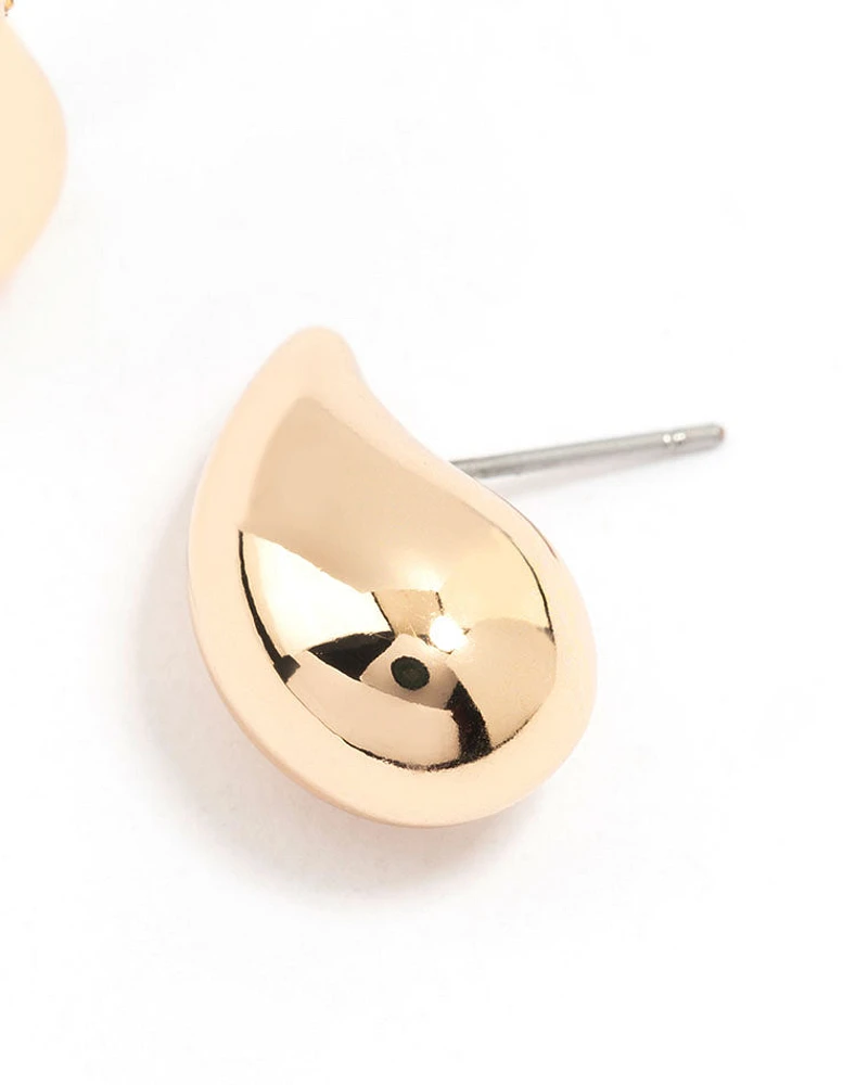 Gold Tiny Teardrop Stud Earrings