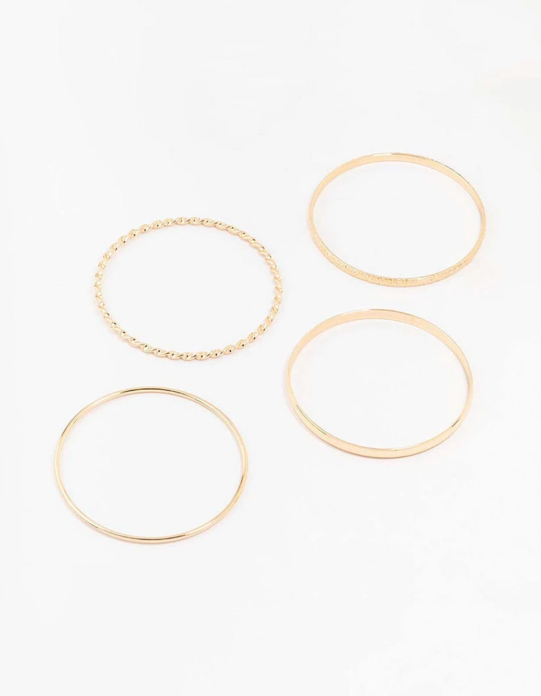 Gold Twisted Bangle Bracelets 4-Pack