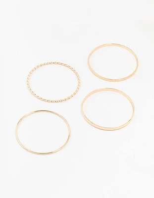 Gold Twisted Bangle Bracelets 4-Pack