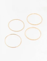 Gold Twisted Bangle Bracelets 4-Pack