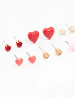 Mixed Gold Love Heart Earrings 8-Pack