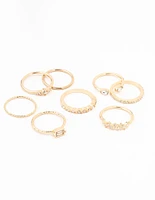 Gold Fine Diamante Ring Pack 8 x 3