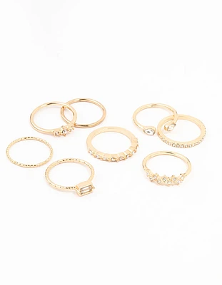 Gold Fine Diamante Ring Pack 8 x 3