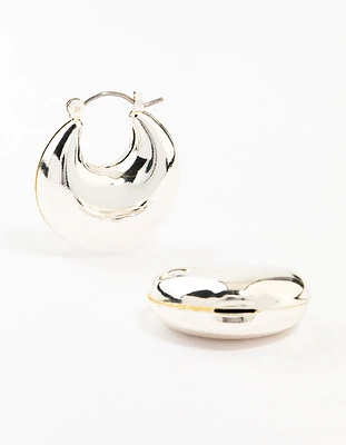 Puffy Silver Stretch Hoop Earrings