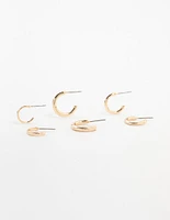 Gold Graduating Clean Huggie Earrings 3-Pack