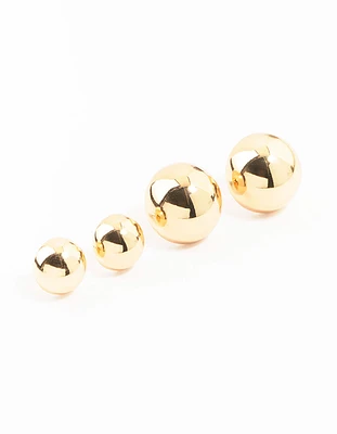 Gold Sphere Stud Earrings 2-Pack