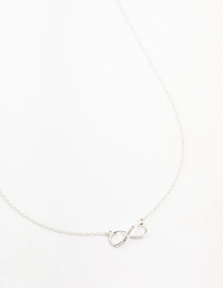 Silver Encased Diamante Infinity Necklace