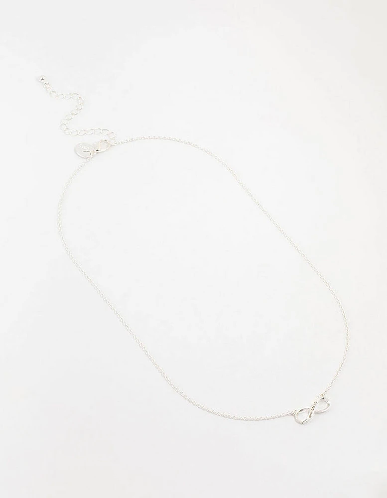 Silver Encased Diamante Infinity Necklace