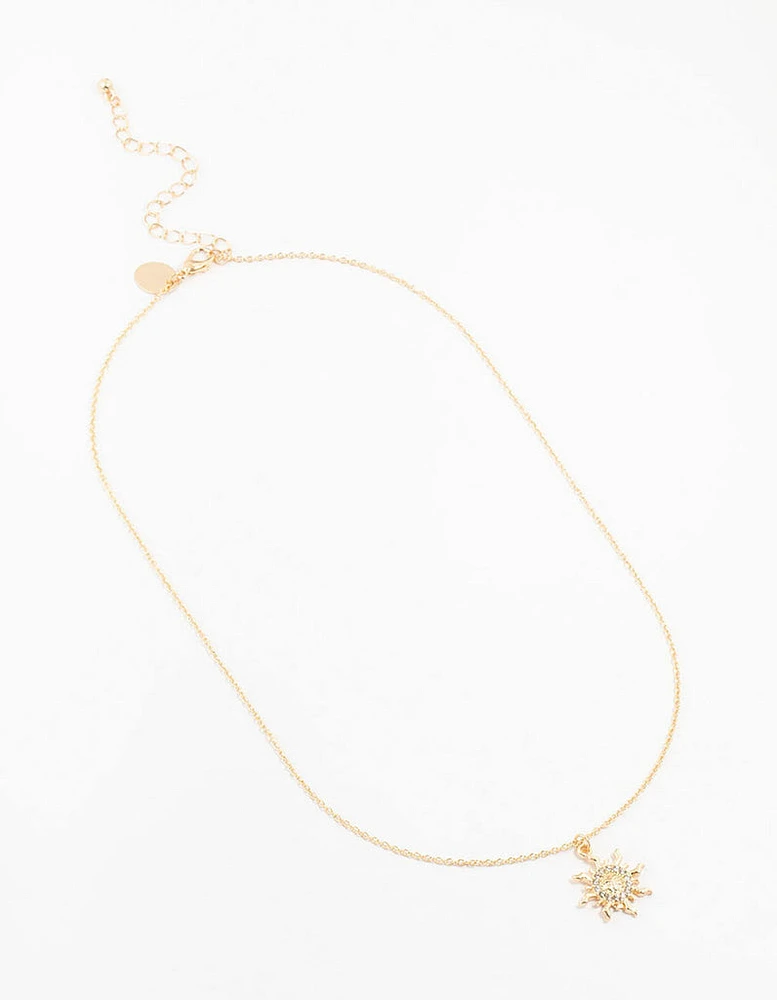 Gold Diamante Sun Necklace