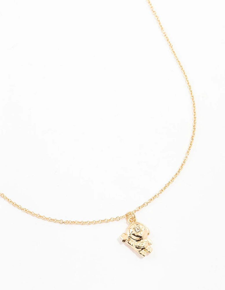 Gold Diamante Astronaut Necklace