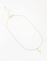 Gold Flat Solid Cross Necklace