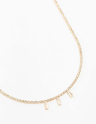 Gold Cup Chain Baguette Necklace