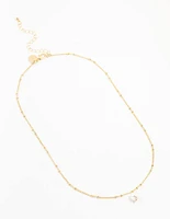 Gold Ball Chain Pearl Necklace