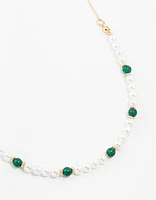 Pearl & Green Beads Necklace