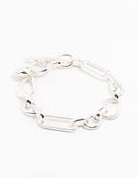 Silver Multiple Link & Hearts Bracelet