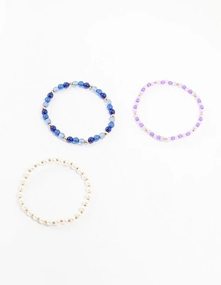 Beaded Pearl & Bead Bracelets 3-Pack