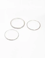 Diamante Rhodium Bangles 3-Pack