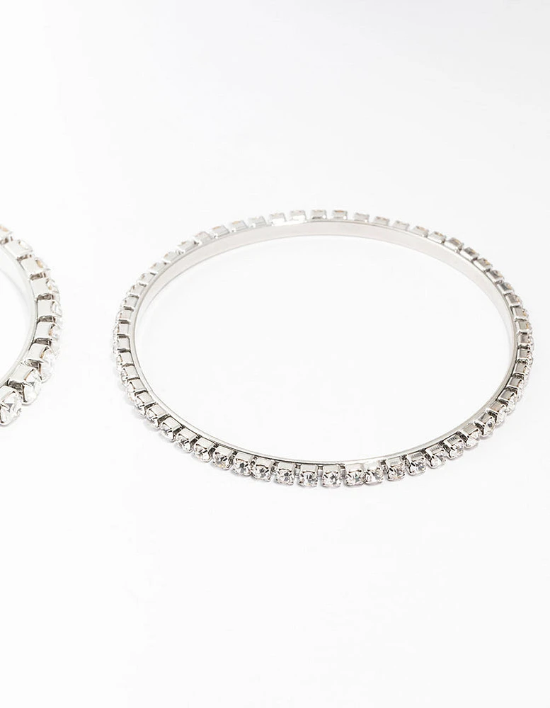 Diamante Rhodium Bangles 3-Pack