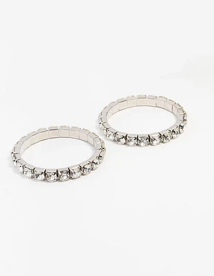 Silver Diamante Stretch Bracelet 2-Pack