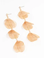 Gold Lazercut Petal Drop Earrings