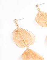 Gold Lazercut Petal Drop Earrings