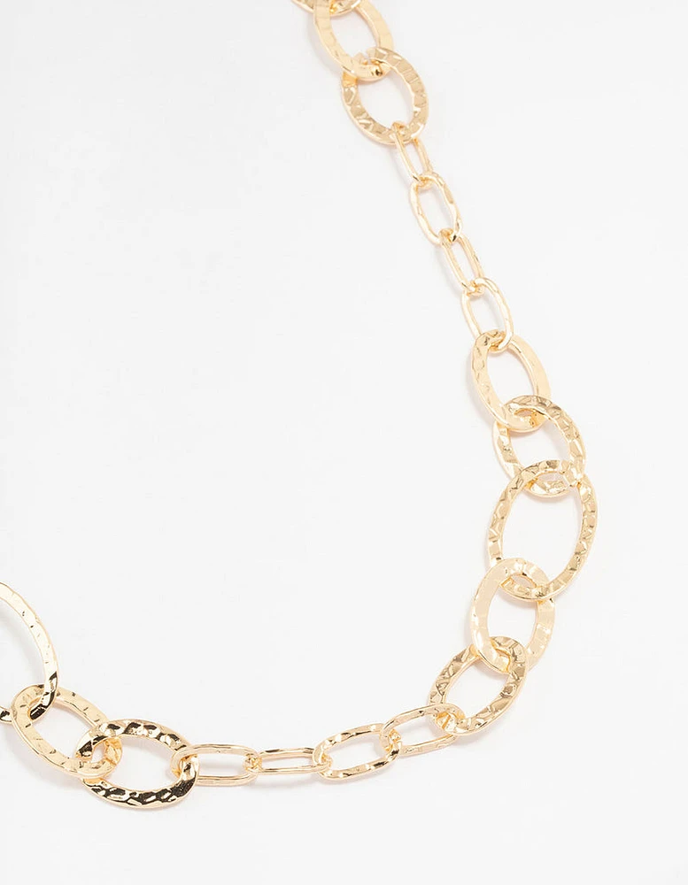 Gold Link Station Long Necklace