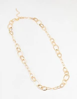 Gold Link Station Long Necklace