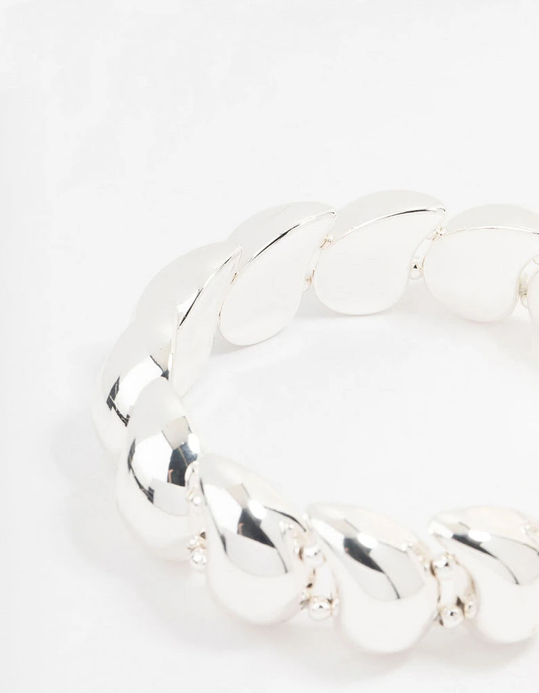 Silver Teardrop Stretch Bracelet