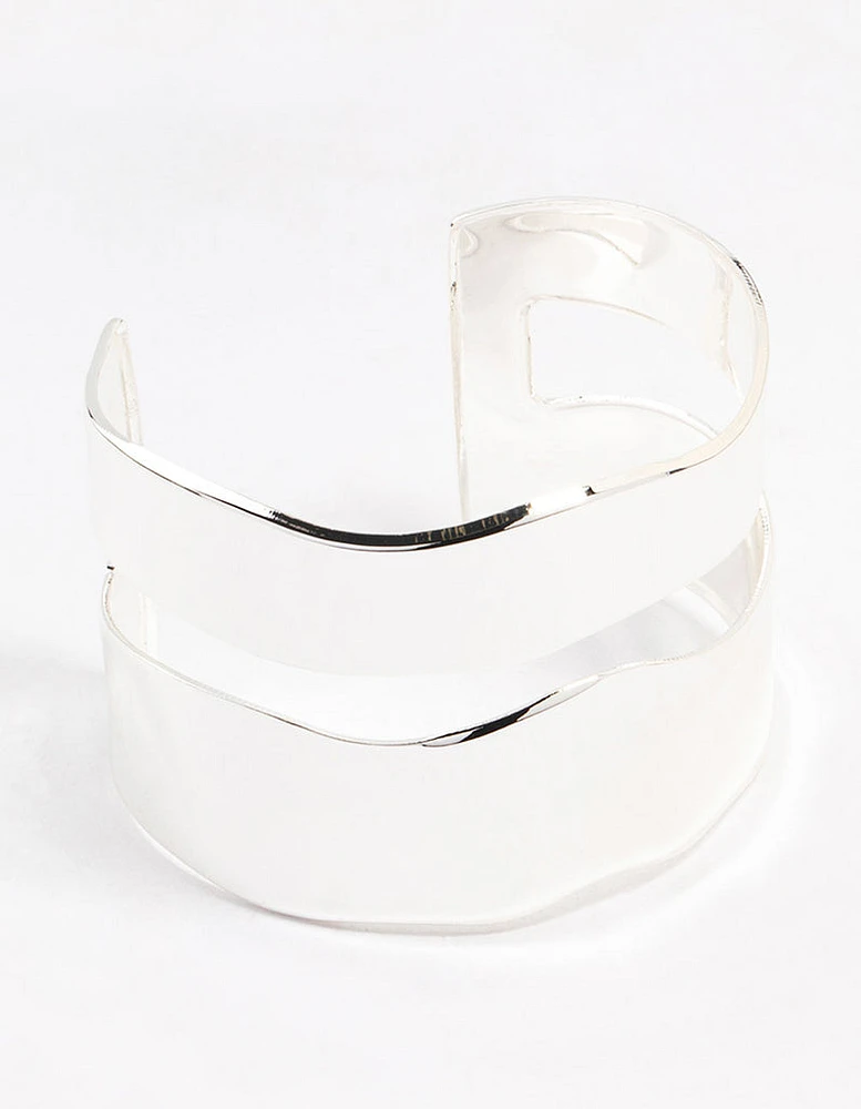 Silver Molten Double Wrist Cuff