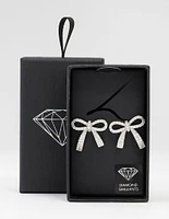 Rhodium Cubic Zirconia Bow Stud Earrings