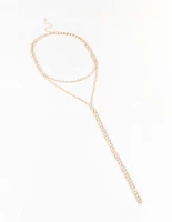 Rose Gold Diamante Lariat Necklace