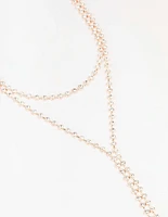 Rose Gold Diamante Lariat Necklace