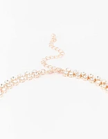 Rose Gold Diamante Lariat Necklace